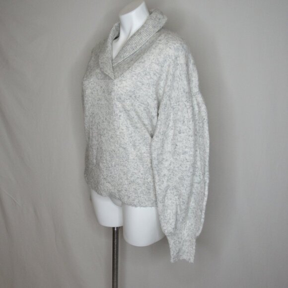 Madewell Light Gray Heather VINSON Shawl Collar Sweater Women's L Large - Picture 2 of 8